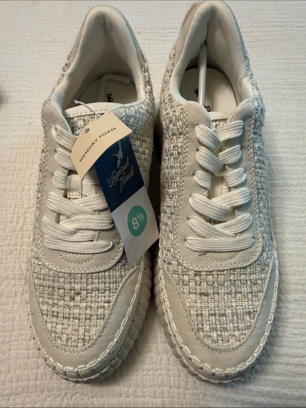 Universal Thread Women's Persephone Knit Sneakers in White and Light Gray